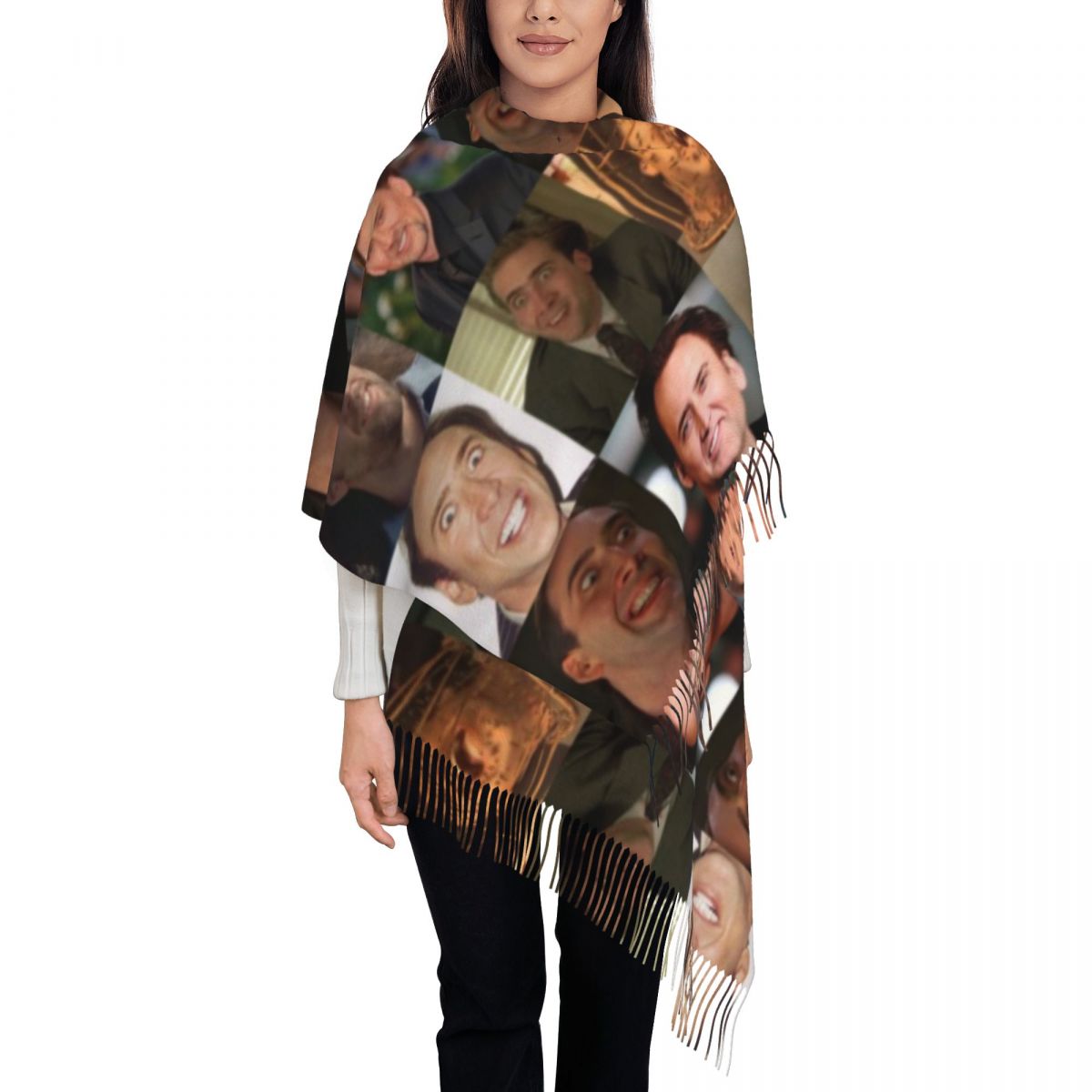 Pashmina Wrap Large - Nicolas Cage Komik Yüz Meme Şal