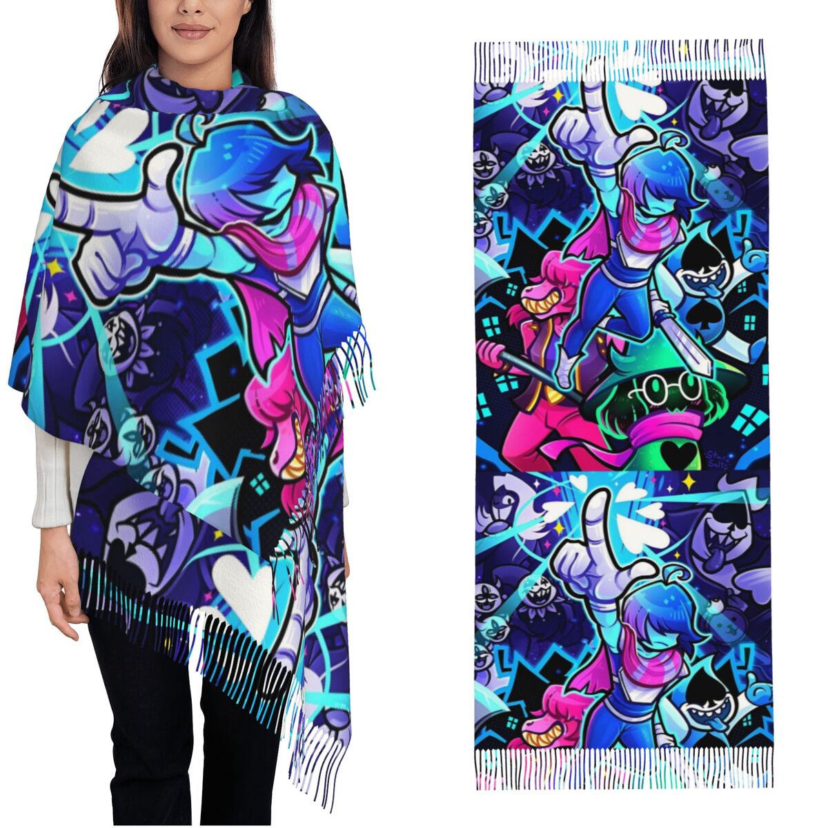 Pashmina Wrap Large - Deltarunes Şal Sarar Bayanlar Kış Büyük