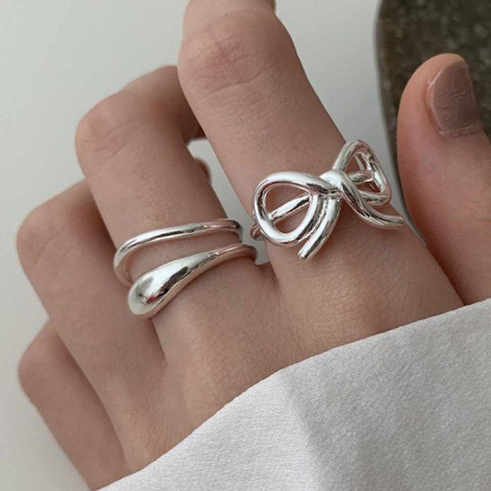 Tie Clip Silver - 925 ayar gümüş basit yüzük kadınlar