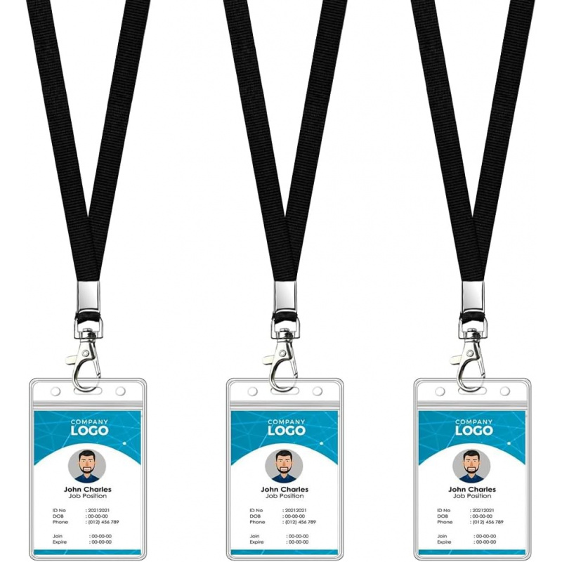 Lanyard Badge Holder - 3'lü Kruvaze Askılı Kimlik Kartı Seti