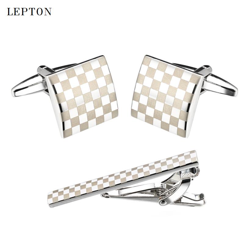 Tie Bar Set Gift - Lepton klasik kare lazer erkek kol