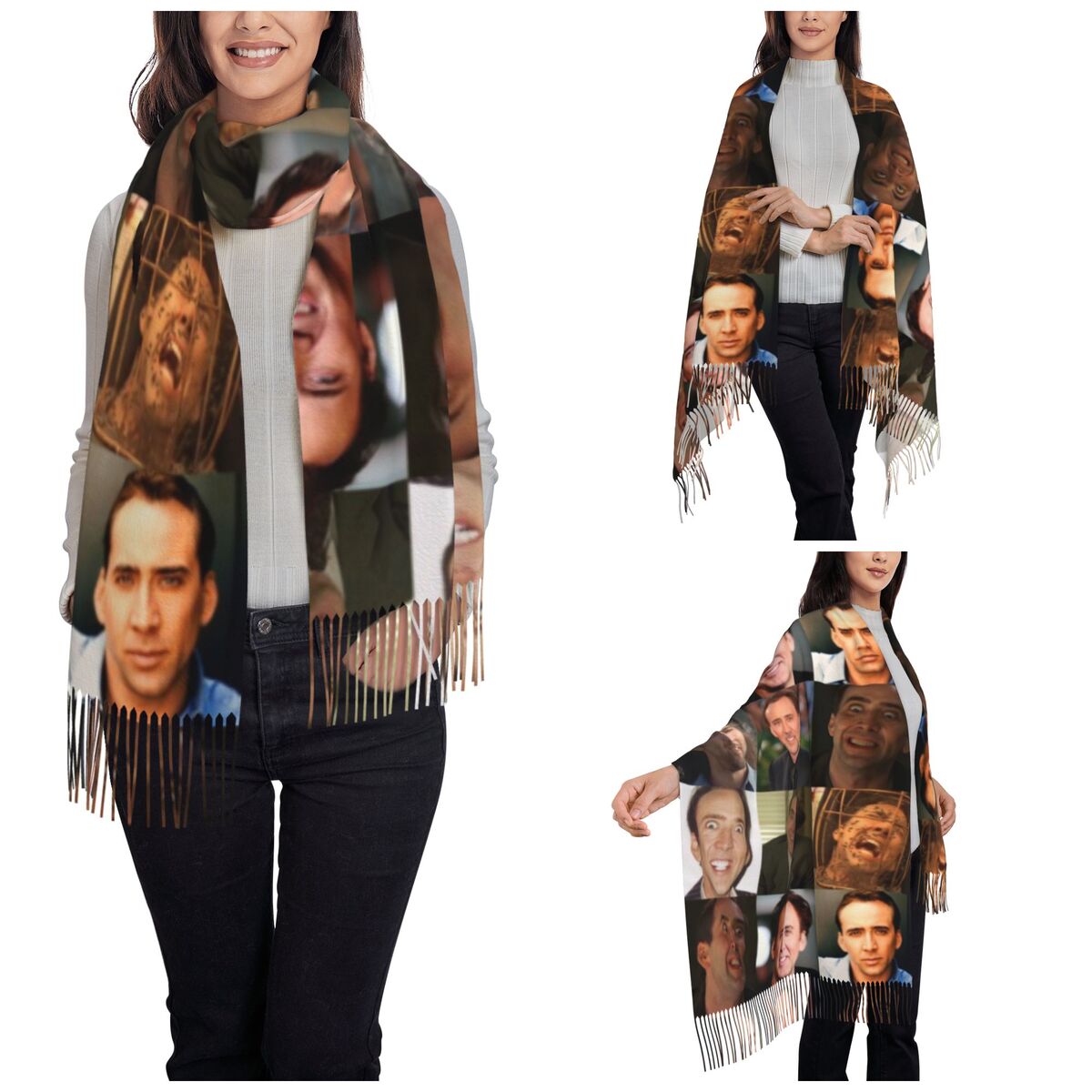 Nicolas Cage Komik Yüz Meme Şa - Pashmina Wrap Large incelemesi ve fiyatı