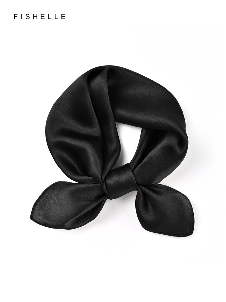 Katı renk siyah saf ipek eşarp - Silk Neck Scarf incelemesi ve fiyatı
