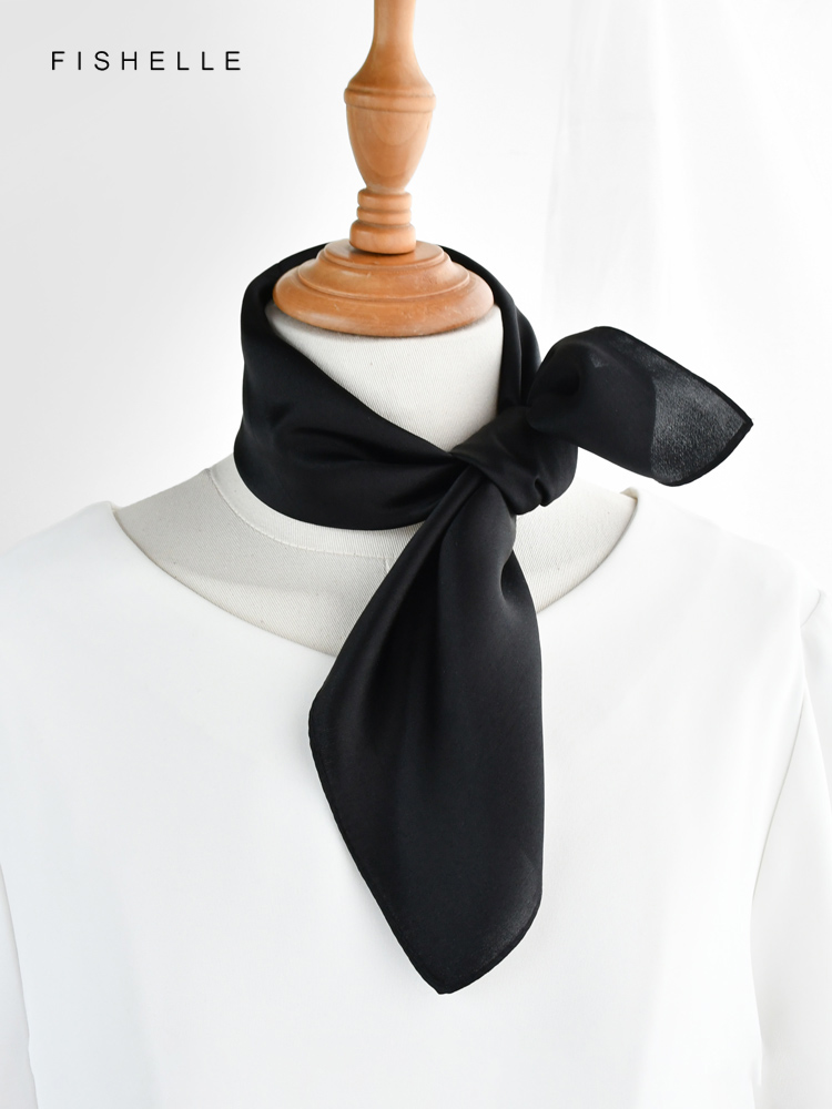 Katı renk siyah saf ipek eşarp - Silk Neck Scarf incelemesi ve fiyatı